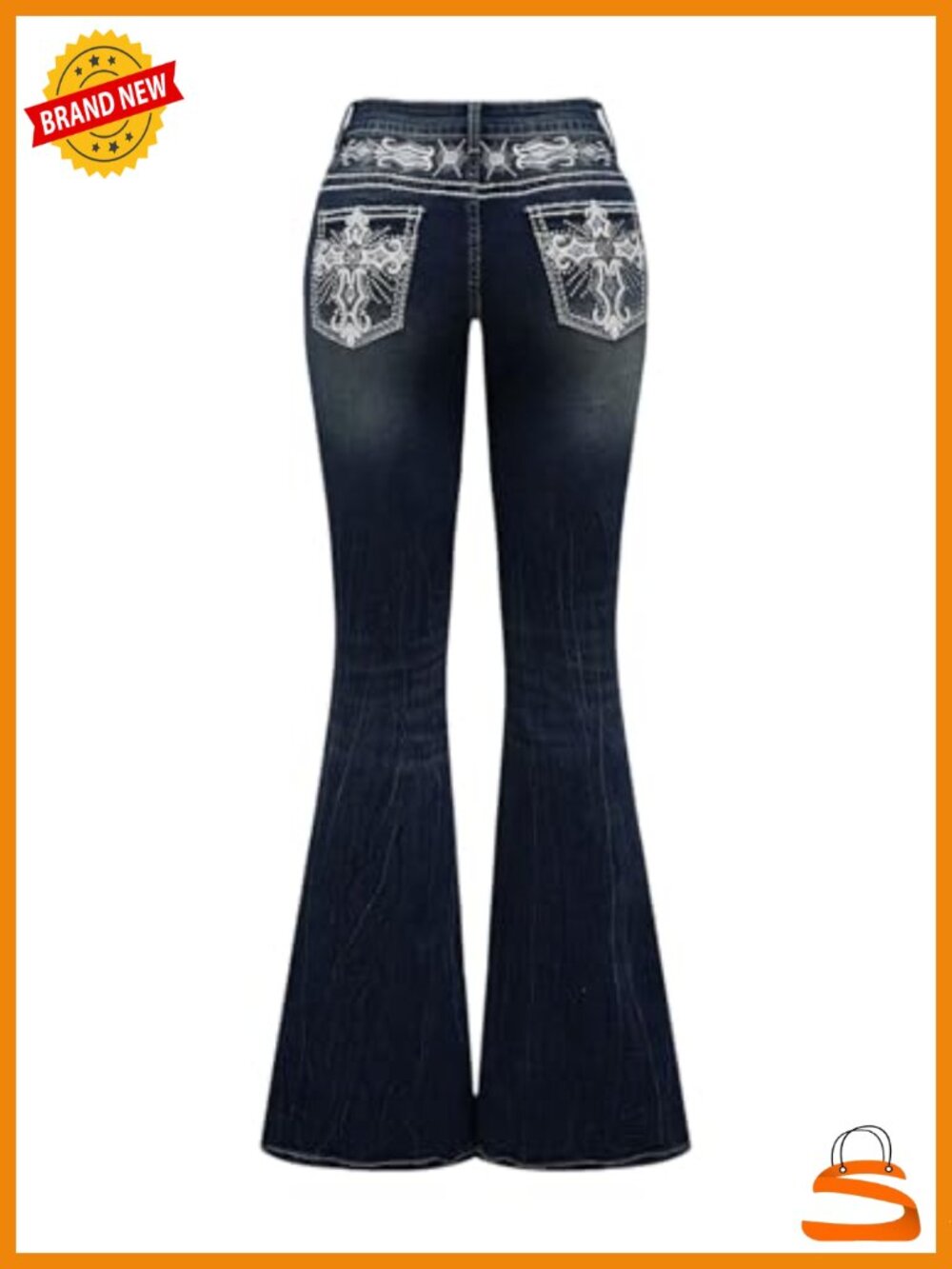 Bell Bottom Jeans Embroidery Y2k Stretch Flare Denim Pants